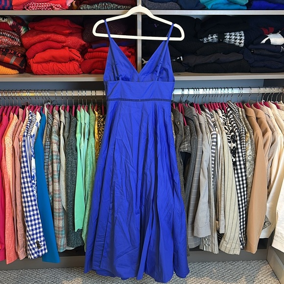 COS blue adjustable strap v neck side zipper closure midi dress size 2 NWT - Picture 3 of 3
